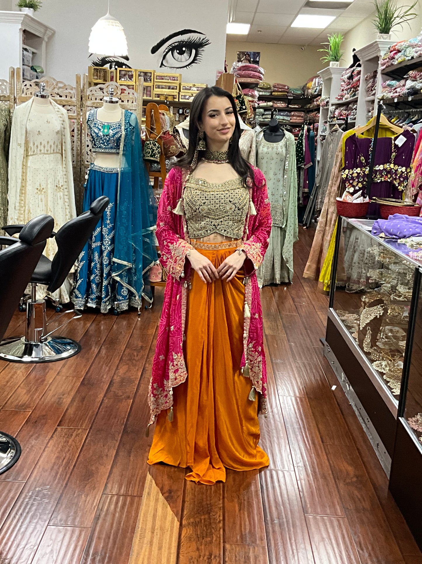 Orange and Pink Lehenga