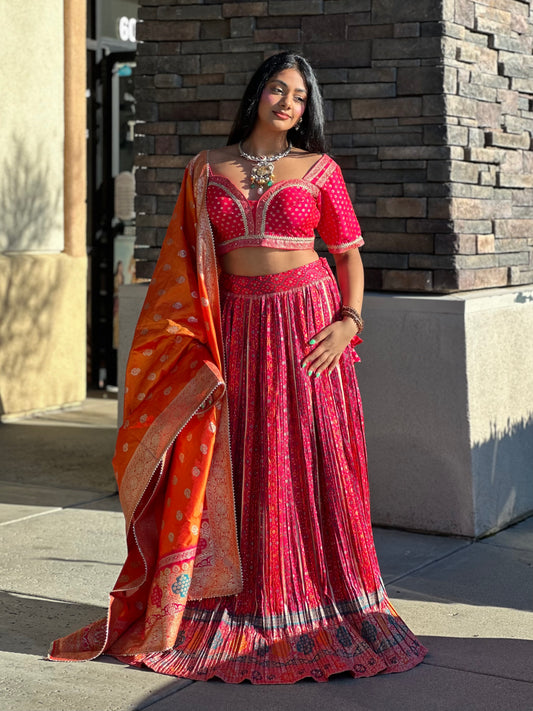 Red & Orange Lehenga