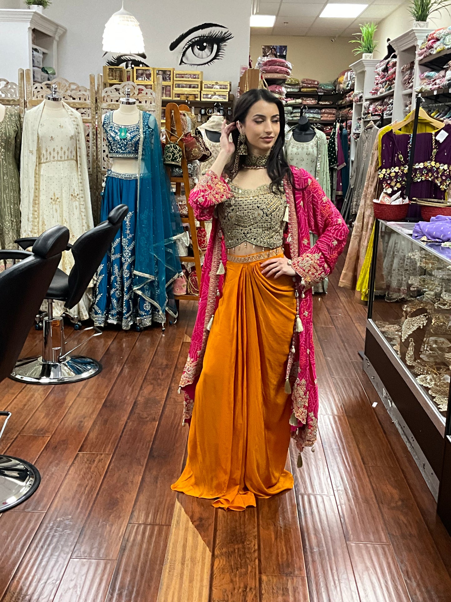 Orange and Pink Lehenga