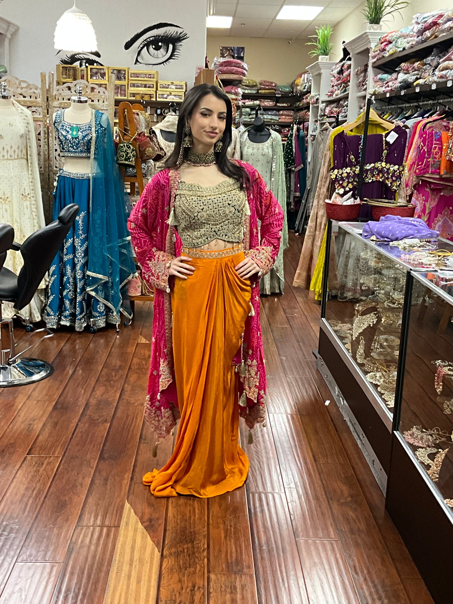 Orange and Pink Lehenga