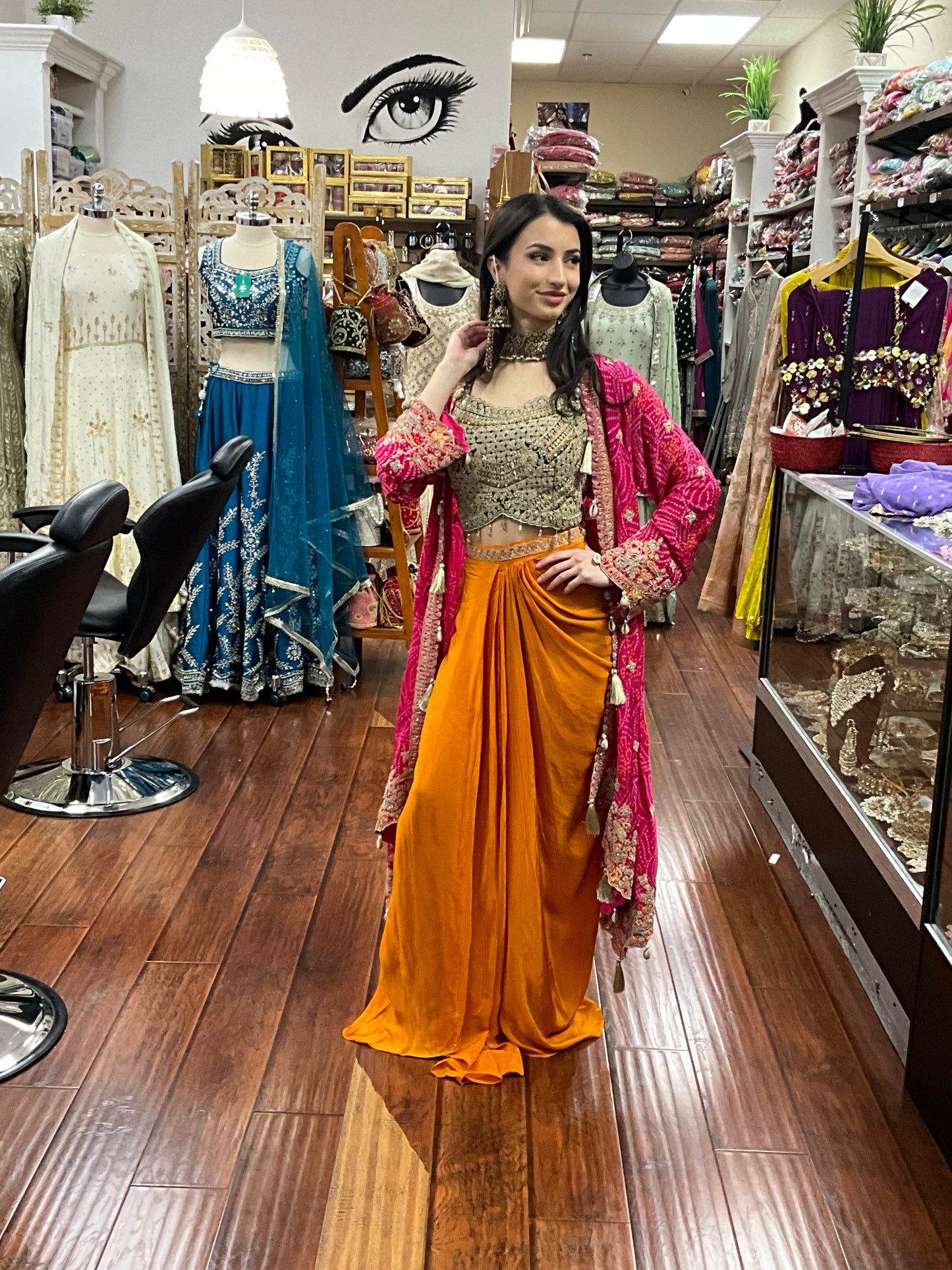 Orange and Pink Lehenga