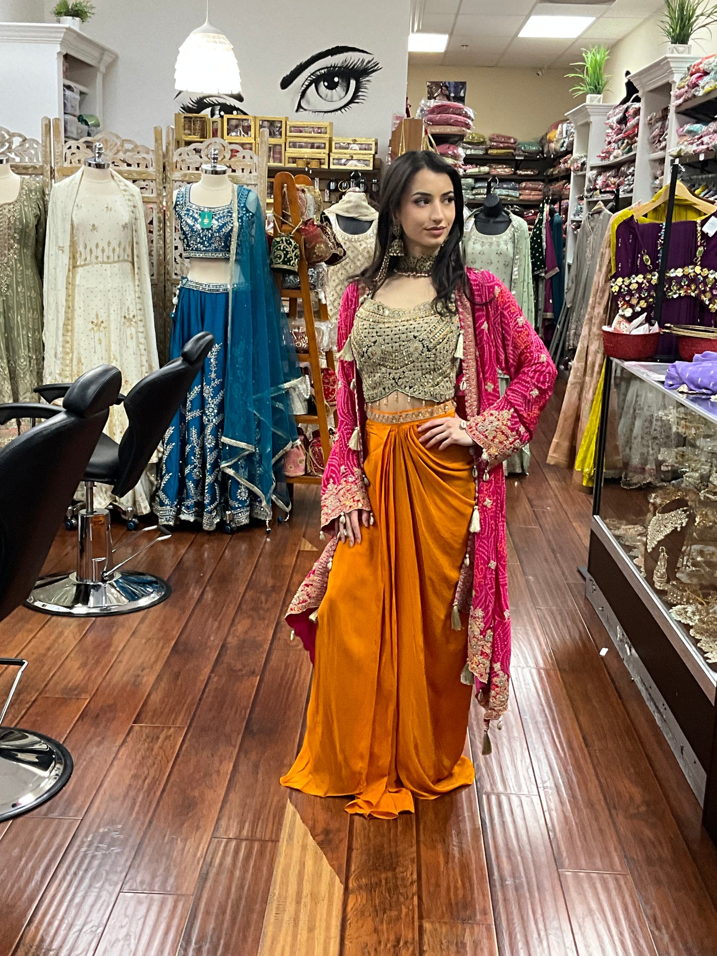 Orange and Pink Lehenga