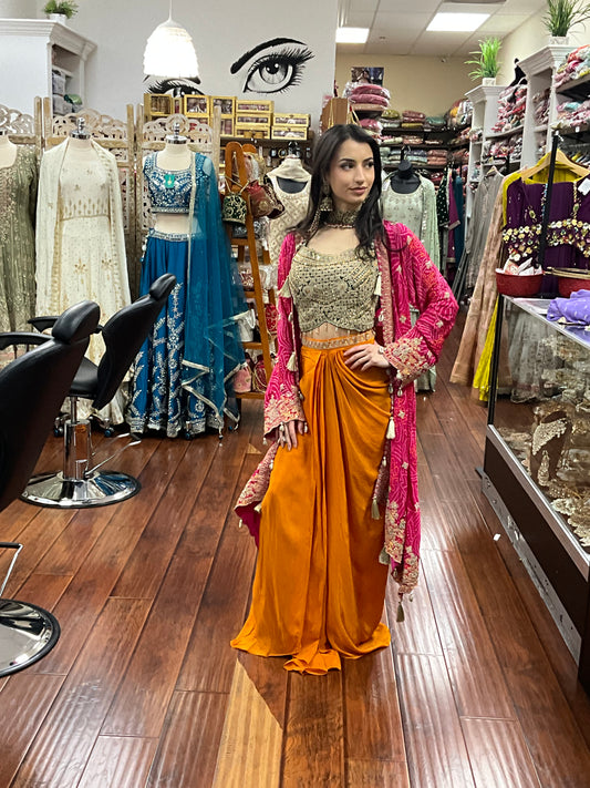 Orange and Pink Lehenga