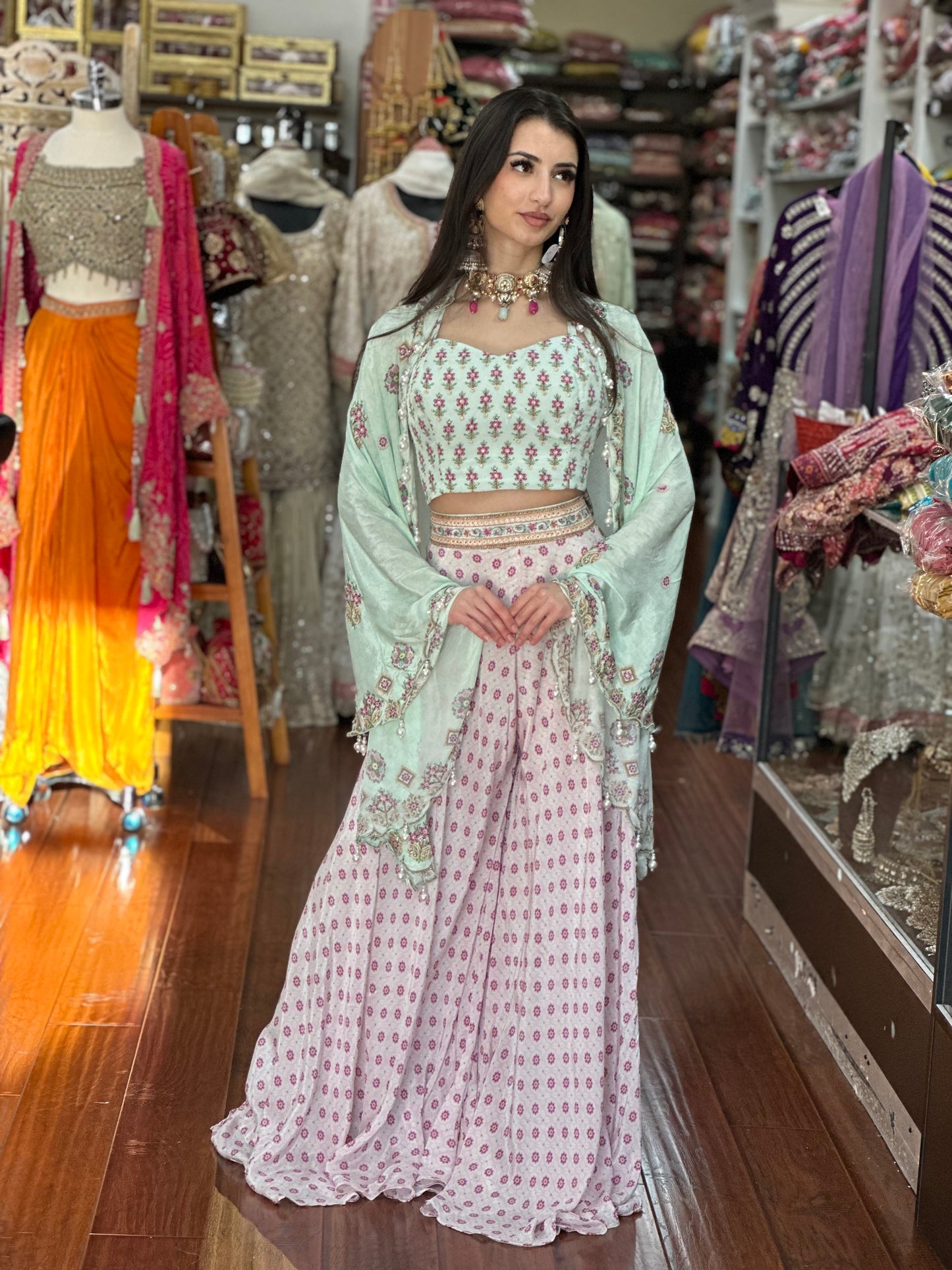 Mint Green Sharara Suit